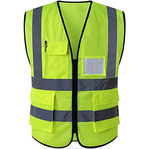 Class-2 Reflective Safety Vest With 4 Pockets | Safety yellow